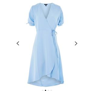 Top Shop Blue Tie Sleeve Wrap Dress Size 4 NEW